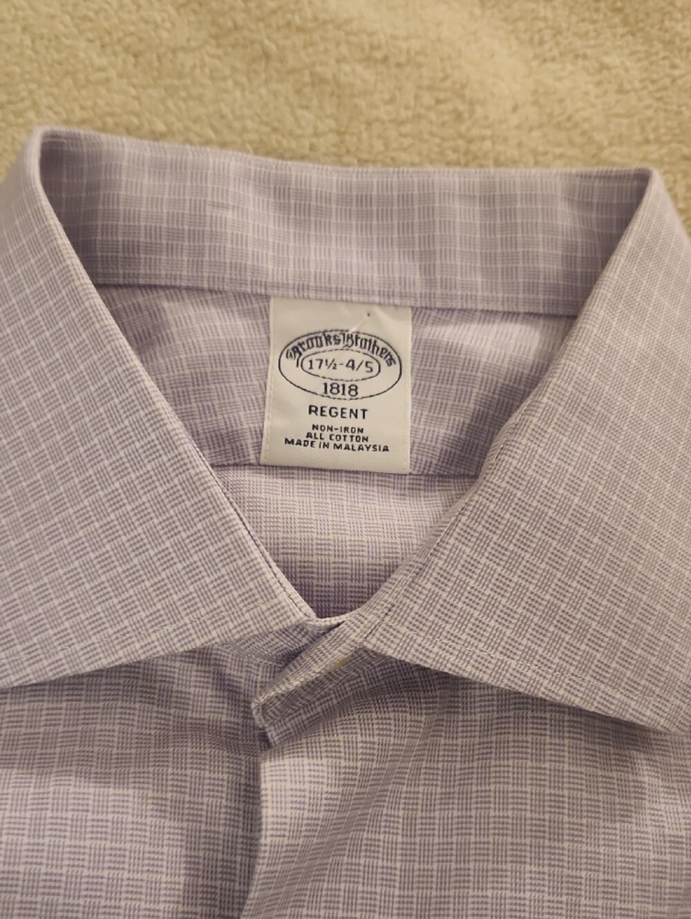 Brooks Brothers Regent Lavender Check Dress Shirt Men’s 17 34/35 - Picture 8 of 8